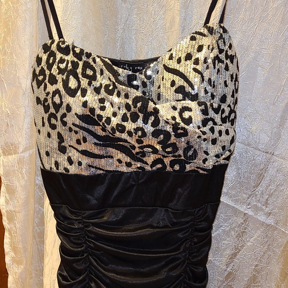 Black and silver spaghetti strap dress